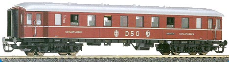 Auxilary Passenger sleeping car in DSG livery<br /><a href='images/pictures/Tillig/13344.jpg' target='_blank'>Full size image</a>